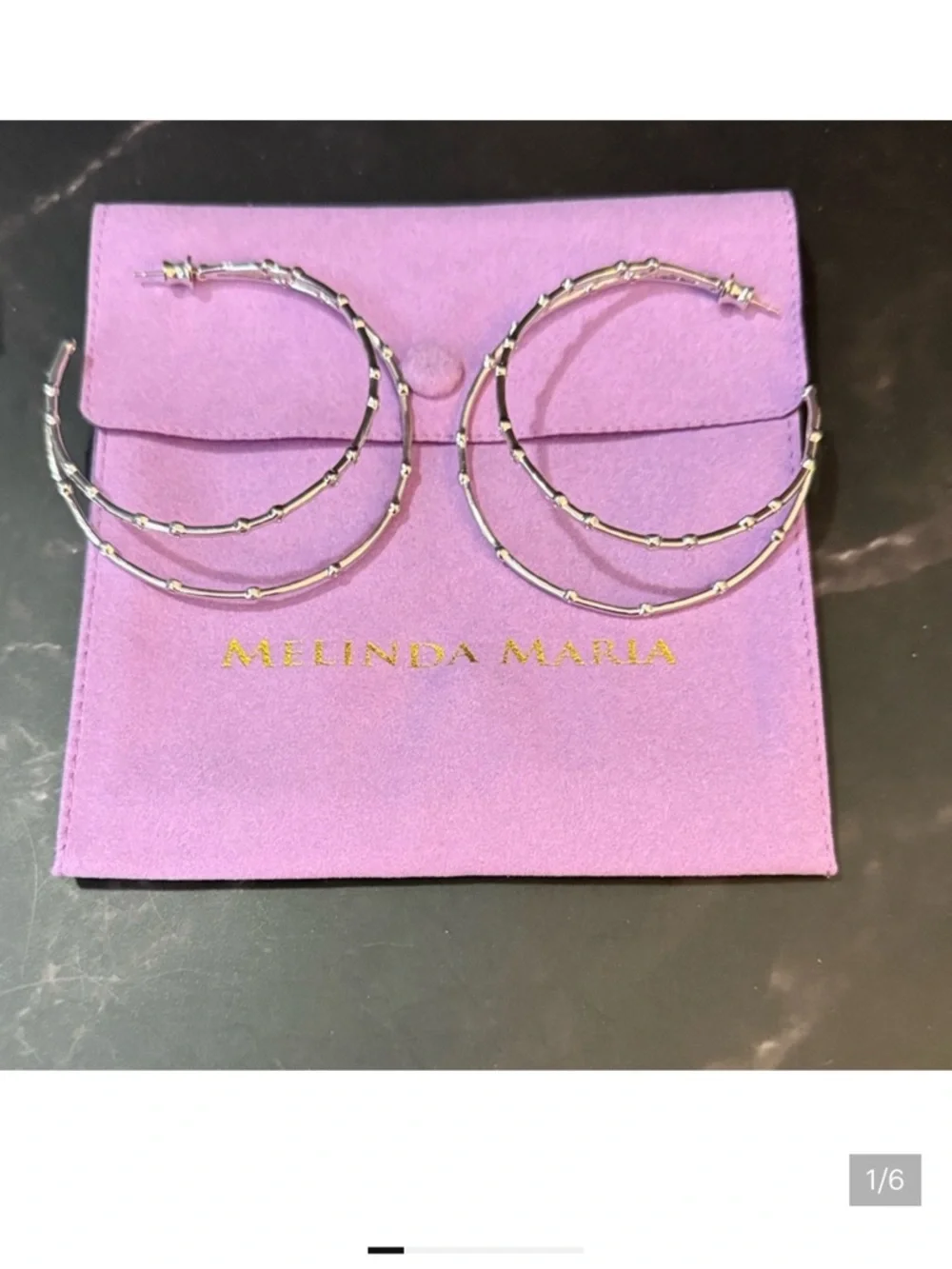 Melinda Maria Big Ass Doubled Hoop Earrings 2.5 - Picture 4 of 4